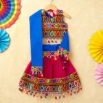 Banjara India Kutchi Emboidered Blue Girls Chaniya Choli with Dupatta